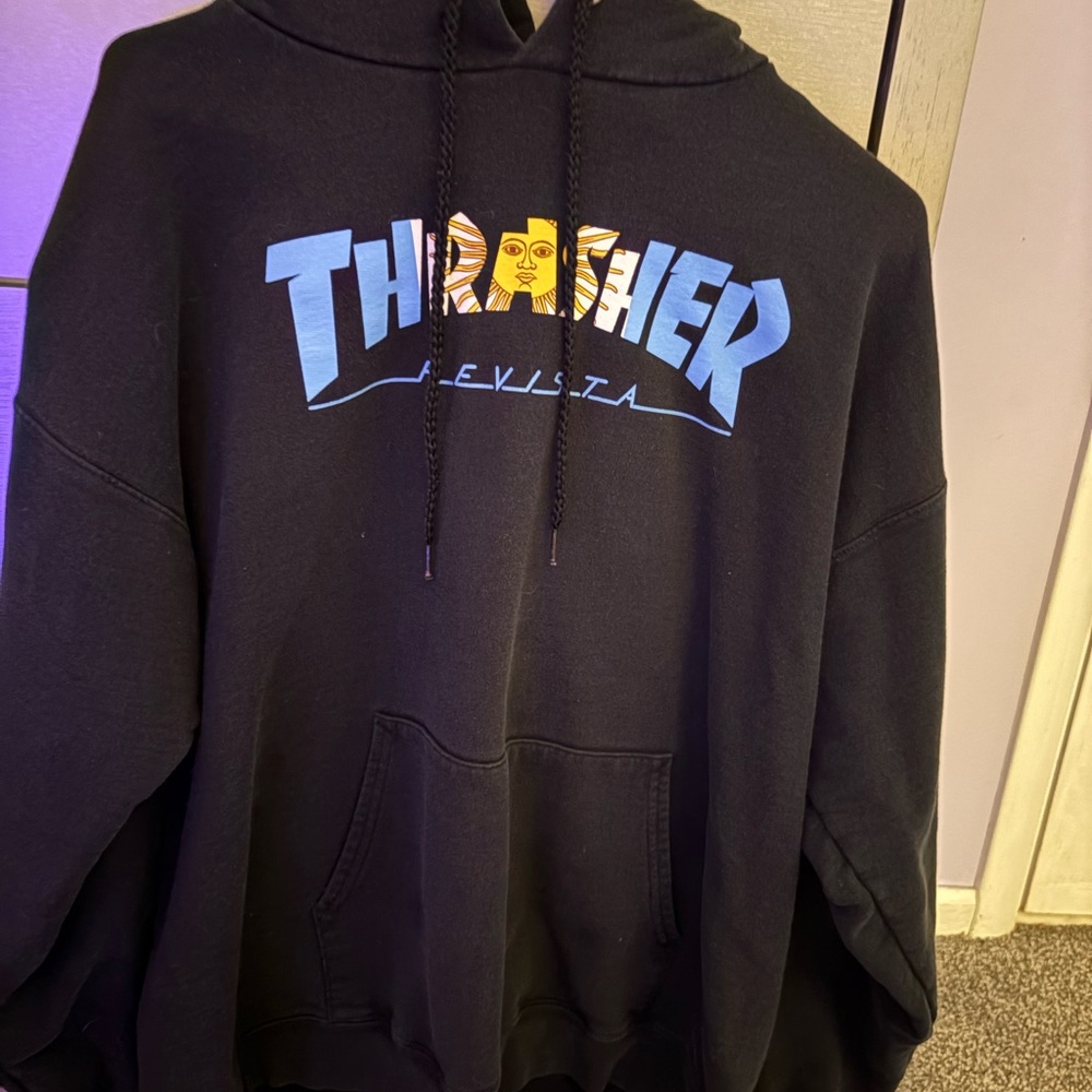 Thrasher Black and Blue Hoodie